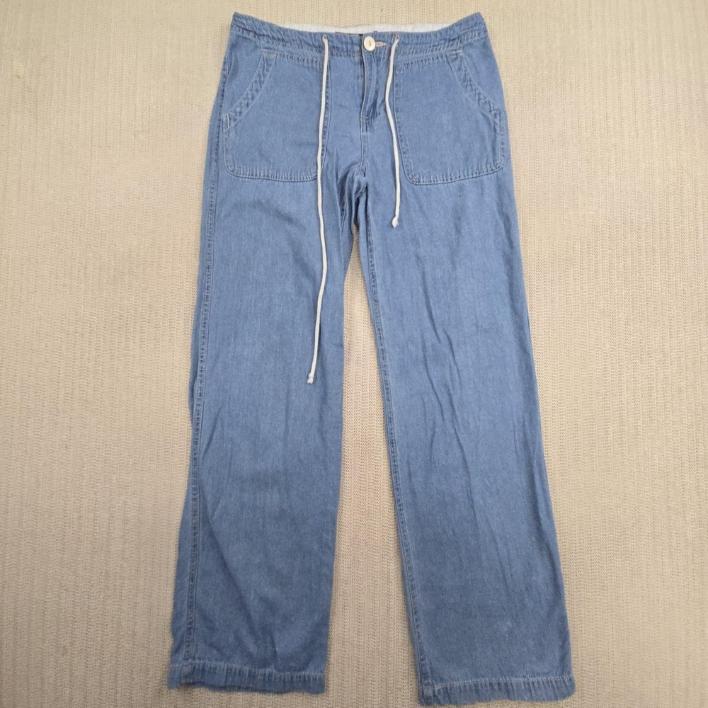 Chadwicks Pants Womens 4‎ Blue Denim Drawstring Elastic Waist Relaxed Casual
